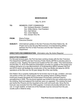 Item 10A Pier 22.5 Fire Station Project MOU Info Update.Pdf