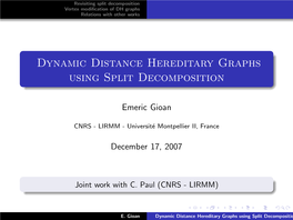 Dynamic Distance Hereditary Graphs Using Split Decomposition