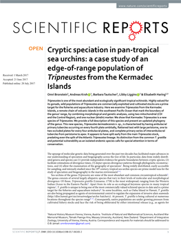 A Case Study of an Edge-Of-Range Population of Tripneustes from The