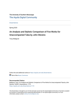 An Analysis and Stylistic Comparison of Five Works for Unaccompanied Tuba by John Stevens