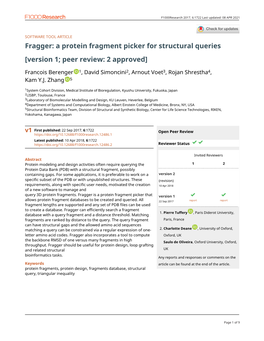 A Protein Fragment Picker for Structural Queries [Version 1; Peer Review: 2 Approved]