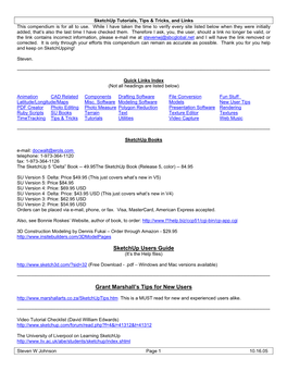 Sketchup Tutorials, Tips & Tricks, and Links