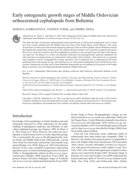 Early Ontogenetic Growth Stages of Middle Ordovician Orthoceratoid Cephalopods from Bohemia