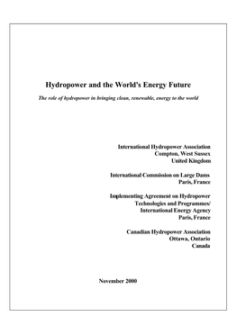 Hydropower and the World's Energy Future (IEA