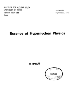 Essence of Hypernuclear Physics