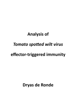 Analysis of Tomato Spotted Wilt Virus Effector-Triggered Immunity