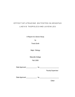 Effects of Atrazine on Testes in Xenopus Laevis Tadpoles and Juveniles