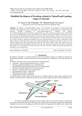 Modified Six-Degree of Freedom Related to Takeoff and Landing Stages of Aircraft