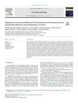 Food Microbiology Exploitation of Prunus Mahaleb Fruit By