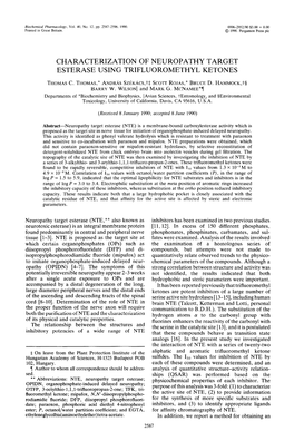 Characterization of Neuropathy Target Esterase Using Trifluoromethyl Ketones