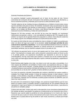 Carta Abierta Al Presidente Del Gobierno