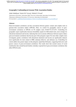 Geographic Confounding in Genome-Wide Association Studies