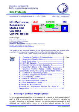 Mitopathways: Respiratory States and Coupling Control Ratios