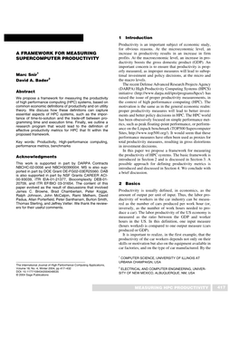 A Framework for Measuring Supercomputer Productivity