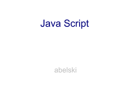 Java Script Programming, Introduction