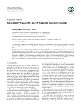 What Really Caused the ROKS Cheonan Warship Sinking?