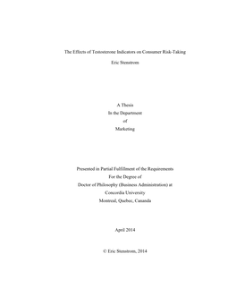 The Effects of Testosterone Indicators on Consumer Risk-Taking