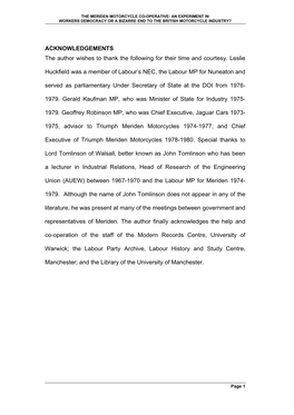 The Meriden Motorcycle Co-Operative: an Experiment in Workers Democracy Or a Bizarre End to the British Motorcycle Industry?