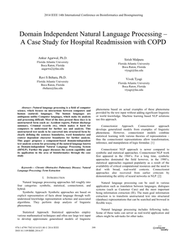 Domain Independent Natural Language Processing—A Case Study for Hospital Readmission with COPD