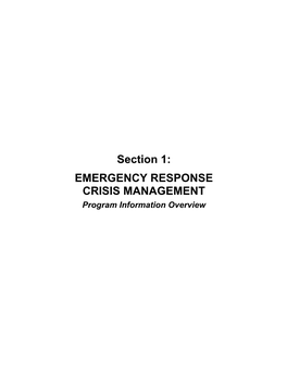 EMERGENCY RESPONSE CRISIS MANAGEMENT Program Information Overview