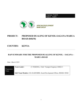 Project: Proposed Dualing of Kenol-Sagana-Marua Road (84Km)