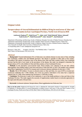 Original Article Seroprevalence of Visceral Leishmaniasis in Children