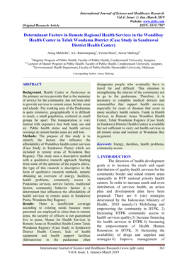 Determinant Factors in Remote Regional Health Services in the Wondiboy Health Center in Teluk Wondama District (Case Study in Sendrawoi District Health Center)