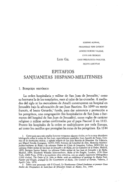 Epitafios Sanjuanitas Hispano-Melitenses