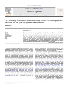 The US Military Base Network and Contemporary Colonialism: Power Projection, Resistance and the Quest for Operational Unilateralism