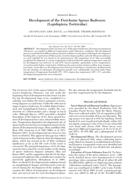 Development of the First-Instar Spruce Budworm (Lepidoptera: Tortricidae)