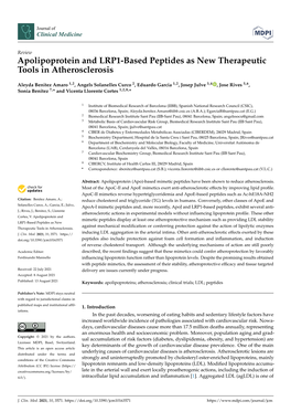 Apolipoprotein and LRP1-Based Peptides As New Therapeutic Tools in Atherosclerosis