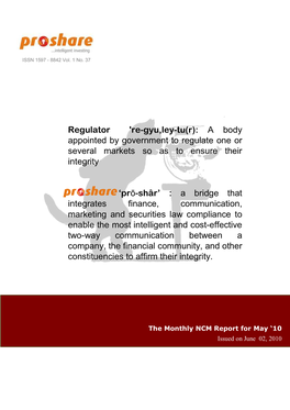 Monthly NCM Report for May 2010 Page 2