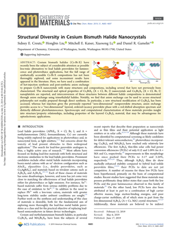 Structural Diversity in Cesium Bismuth Halide Nanocrystals Sidney E