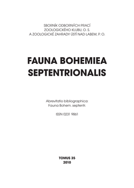 Fauna Bohemiea Septentrionalis