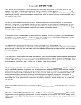 Lesson 11 OMNIPOTENCE