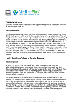 SMARCAD1 Gene SWI/SNF-Related, Matrix-Associated Actin-Dependent Regulator of Chromatin, Subfamily A, Containing DEAD/H Box 1