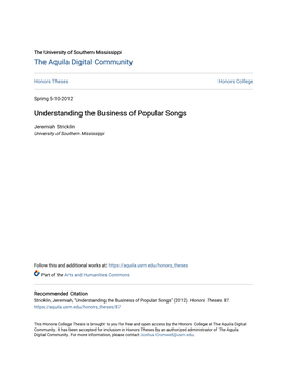 Understanding the Business of Popular Songs