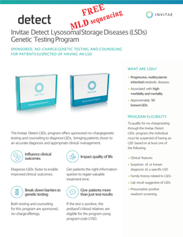 FREE Sequencing MLD Invitae Detect Lysosomalstorage Diseases (Lsds) Genetic Testing Program