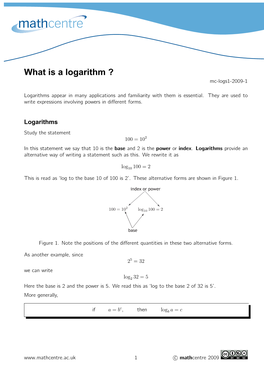 What Is a Logarithm ? Mc-Logs1-2009-1