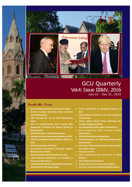 Inside This Issue 02 GCU Lahore Quarterly