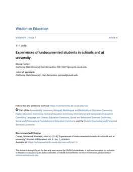 Experiences of Undocumented Students in Schools and at University