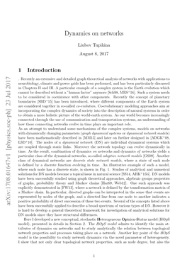 Dynamics on Networks Arxiv:1708.01647V1 [Physics.Soc