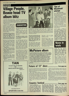 MUSIC WEEK, APRIL21, 1979 Village People, Bowie Head TV Album Blitz the NEW Village People Album — One of Several Spring Album