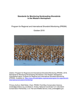 Standards for Monitoring Nonbreeding Shorebirds in the Western Hemisphere