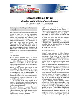 Schlaglicht Israel Nr. 23 Aktuelles Aus Israelischen Tageszeitungen 31