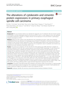 The Alterations of Cytokeratin and Vimentin Protein Expressions In