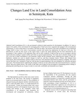 Changes Land Use in Land Consolidation Area in Seminyak, Kuta