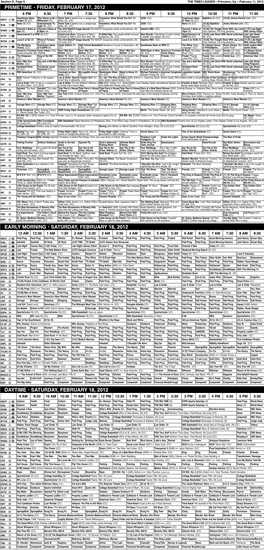 Primetime • Friday, February 17, 2012 Early Morning