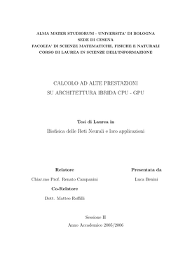 Calcolo Ad Alte Prestazioni Su Architettura Ibrida Cpu - Gpu