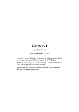 Geometry I Alexander I